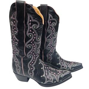 Old Gringo Boots Cowgirl Women's Size 8 B Black Pink Western Rodeo Leather